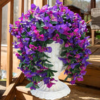 HyeFlora Bougainvillea Artificial Hanging Flowers Plants for Outdoors Decoration, 2pcs Fake Flowers Silk Bougainvillea Vines Realistic UV Resistant Faux Flowers for Outdoor Planters Porch Patio, Mix