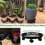 12 Packs Plant Caddy with Wheels 11.8" Plastic Rolling Plant Dolly Coasters Heavy-duty Wheeled Planter Mover Rollers Indoor Outdoor Wheeled Flower Pot Base Suacers with Casters, Black