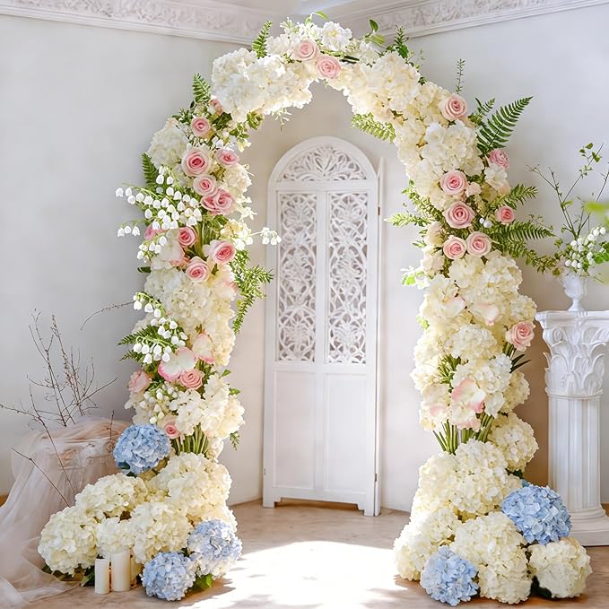 65Pcs Champagne Hydrangea Artificial Flowers Bulk,Realistic Silk Fake Flowers with Stems,Faux Hydrangea Flowers for Wedding Home Decor Centerpieces Living Room Garden Party Baby Shower Decor
