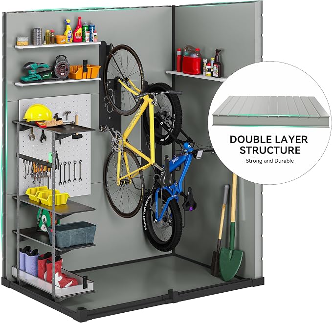 DWVO 5x3ft Resin Outdoor Storage Shed with Floor, Waterproof Lockable Storage Shed with Window, Plastic Outside Tool Storage for Garden, Backyard Patio