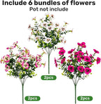 17 Inch Artificial Faux Pansy Flowers for Outdoor,Fake Pansies Flowers with Eucalyptus Leaves Fake Plants Greenery Boxwood Porch Patio Decor 6 Bundles(White,Rose White,Rose Red)