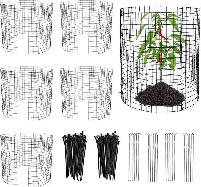 18 PCS Round Plant Protector from Animals, 6Pack 12'' x 12'' Metal Plant Cages，18Pcs Metal Mesh to Keep Animals Out, Garden Protection Bunny Barricades, Wire Plant Protectors for Rabbits Chicken Duck