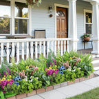 Alupssuc 48Pcs Artificial Flowers and Plants,UV Resistant & No Fade Fake Plastic Greenery Shrubs for Home Garden, Pathway, Front Porch-Spring Summer Decor, Indoor/Outdoor Use,Pink Purple Yellow Blue