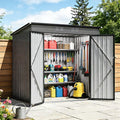 6 x 4 FT Storage Shed, Metal Sheds & Outdoor Storage with Sloping Roof and Lockable Door, Outdoor Shed for Backyard Garden Patio and Lawn,Grey