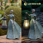 Sheaifun Fairy Garden Statue Solar Garden Decor Resin Fairy Statue with Lights Angel Fairy Decor Outdoor Yard Statues Gardening Gifts for Women 9.5x5.5x11.5 Inch