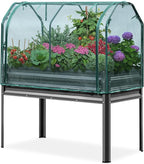 KING BIRD Large Raised Garden Bed with Netting Galvanized Elevated Planter Box with Legs 48×24×56 in for Backyard, Patio, Balcony, 400lb Capacity, Dark Grey