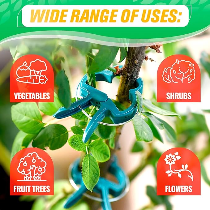 DIMROM Tomato Plant Support Clips – 60 Pcs Reusable Plastic Garden Clips in 2 Sizes for Upright Growth of Vegetables, Flowers & Vines