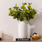 Large Flower Vase Home Decor - 12 inch Tall Ceramic Farmhouse Rustic Table Vases with Handle Living Room Decoration Decorative Rustic Pottery for Floor Kitchen Shelf Coffee Dining Desk Fireplace