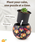 PieceRelax 3D Puzzle Planter 80 Pieces - Flower Pot - Colorful Poppies, for Mom, Home Decor Flower Pots for Indoor Cactus, Succulents Pots [K1118]