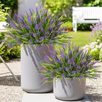 N&T NIETING Artificial Plants Outdoor, 20 Bundles Fake Monkey Grass with Spring Summer Flowers, Faux Plants for Garden Window Office Patio Hanging Planter Pathway Front Porch Home(Purple)