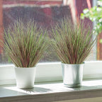 32 Bundles Artificial Grass Plants Outdoor 20 Inch Tall Fake Shrubs Wheat Grass UV Resistant Greenery Stems Weed Faux Bushes Plant for Indoor Outdoor Garden Office Home Decor, Purple