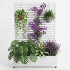 Metal Raised Garden Bed with Trellis & Privacy Screen, 71.5"x47"x16" Galvanized Metal Planter Box with Wheels & Drainage Holes for Patio Balcony Climbing Plants Flowers Vegetable, White