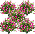 Grunyia 10 Bundles Artificial Fake Flowers, Faux Outdoor Plastic Plants UV Resistant Shrubs Outside Indoor Decorations (Pink-Eucalyptus)