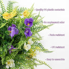 2 Pack Artificial Boxwood Topiary Ball Trees with Colorful Flowers for Outdoor - 23" UV Resistant Artificial Outdoor Shrubs Fake Bushes with Ground Spike for Front Porch Patio Garden Yard - Pansy&Fern