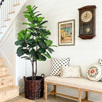 Fiddle Leaf Fig Tree Artificial Plants Indoor - 6ft Realistic Fake Plants Ficus Lyrata Trees, Faux Trees Indoor Floor Plant for Home Decor Living Room Office Christmas Housewarming Gifts