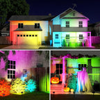 Fabrito Color Changing Solar Spot Lights Outdoor 8 Pack, [6+1 Lighting Modes] Auto On/Off RGB Spotlights, Waterproof Multicolor Landscape Lights for Garden, Tree, Halloween, Christmas