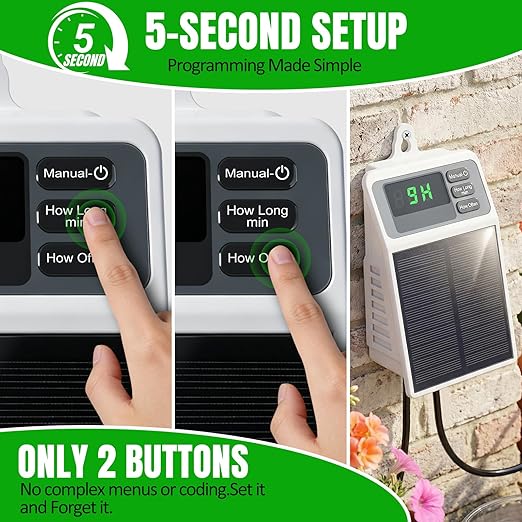 Solar Automatic Drip Irrigation System, Auto Self Watering Kit, Solar Powered Watering Device with Timer for Pots Plants, Indoor/Outdoor Irrigation System for Garden, Balcony & Patio Watering System