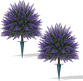 Artificial Topiary Ball Trees,16'' UV Resistant Fake Evergreen Shrubs Bushes Plants with Ground Spike 2 Set of Fake Plants for Outdoor Indoor Front Porch Garden
