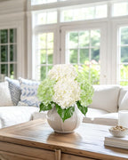 DuHouse 4Pcs Large Hydrangea Artificial Flowers,20 inch Latex Real Touch Hydrangeas for Home Wedding Bouquets Centerpieces Party Living Room Decoration(2Pcs Light Green+2Pcs White)