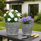 Silver Metal Rustic Flower Pots - 3 PCS Galvanized Planters Rustproof Durable Metal Buckets Plant Pots Vintage-Inspired Charm Rustic for Farmhouse Garden Herb Indoor Outdoor Decor(Dia.5.5"/6.5"/7.1")