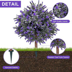 Set of 2 Artificial Lavender Boxwood Topiary Ball Bush for Outdoor with Ground Spike 24.5", UV Resistant Faux Greenery Shrubs, Fake Boxwood Plants for Indoor, Garden, Yard, Porch, Patio Decor