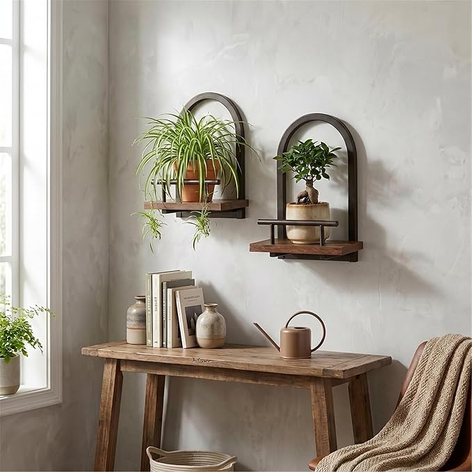 Amaoot Floating Shelves Set for 3, Wall Planters for Indoor Plants, Hanging Shelves Wall Shelf Plant Holder for Living Room Decor, Bathroom, Bedroom, Kitchen, Office