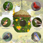 Bird Houses for Outside Bird Nesting Design Resin Birdhouse, Garden Outdoor Decor Bird House with Flower and Leaf Details, Birdhouses for Outdoors for Bluebird Finches Cardinals
