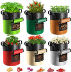 6 Pack Potato Grow Bags with Flap, 10 Gallon Grow Bags for Growing Potatoes, Colorful Durable Fabric Garden Planter Pots with Harvest Window for Tomatoes Vegetables Fruit Flowers Herbs