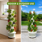 9-Tier 67-Inch Hydroponic Tower Garden System - 36-Plant Aeroponic Growing Tower with 20-Gallon Reservoir & Mobile Cart for Indoor Vertical Farming (Herb/Lettuce/Strawberry Kit)