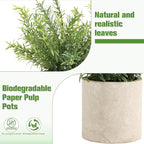 ALAGIRLS 2 Pack Small Fake Plants, 10" Artificial Rosemary Plants Indoor, Small Faux Plants in Pulp Pot for Bathroom Bedroom Kitchen Office Living Room Decor