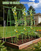Joyhalo A-Frame Cucumber Trellis for Raised Beds, 47" Hx 57" L Adjustable Size, Garden Trellis for Climbing Plant Outdoors with Climbing Net and Plant Support Clip for Vegetable Vine Pea Bean Tomato