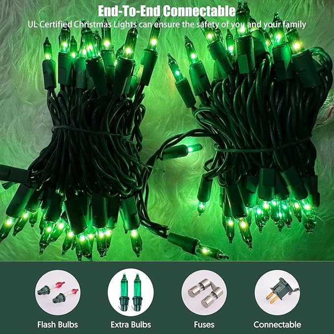 HISHINY Green String Lights 100 Count Mini St. Patrick's Day Decorations Lights with Green Wire for Outdoor Christmas Decorations Indoor Decor,UL Certified (21feet)