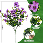 17 Inch Artificial Faux Pansy Flowers for Outdoor,Fake Pansies Flowers with Eucalyptus Leaves Fake Plants Greenery Boxwood Porch Patio Decor 6 Bundles(Light Purple,Dark Yellow,White)