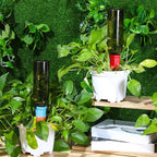 SiliFine 12 Set Plant Watering Devices Include Terracotta Self Watering Spikes and 26 oz Plastic Bottles, Slow Release Vacation Insert Automatic Plant Waterer Device (Green and Mixed Color)