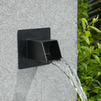 2 Inch 316 Stainless Steel Square Water Fountain Spout with Integrated Spray Baffle, Waterfall Spillway Scupper for Outdoor Decors, Pools, Ponds, Water Walls (Black)