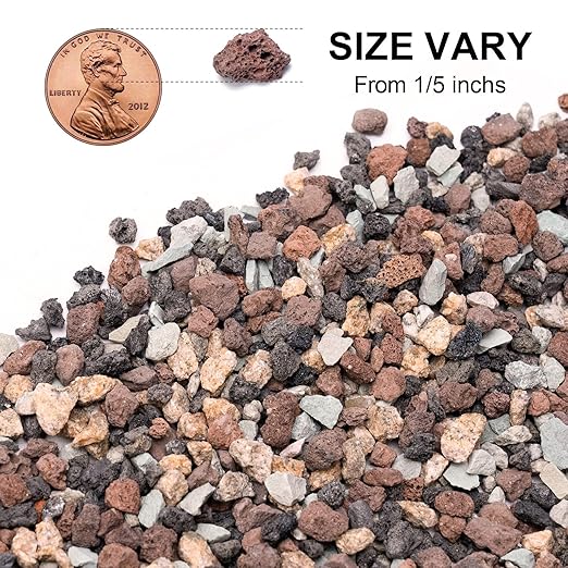 Pulovin 2.5lbs Mix Horticultural Lava Rocks for Plants, 1/5 Inch Potting Soil Amendment for Succulents, Cacti, Bonsai, Decorative Gravel Plant Drainage Volcanic for Terrarium, Top Dressing