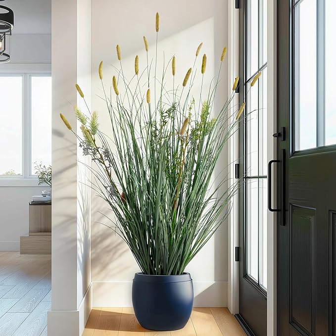 Lifelike Faux Plastic plantas Synthetic Pampas Grass Indoor Outdoor Realistic Floor Plants pet Friendly Artificial Grass for Home Office Wedding Patio Front Fake Grass Decor Housewarming Gift