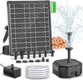 Antfraer 7W Solar Fountain Pump with 3600mAh Battery Backup & Pond Filter, Solar Water Fountain Pump with 8 Nozzles & PVC Tubing, Solar Fountain for Bird Bath, Small Ponds, Waterfall, Hydroponics