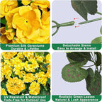 TURNMEON Artificial Geraniums Flowers for Outdoors Summer Decoration, 4 Bundles Fake Flowers Silk Yellow Flowers UV Resistant No Fade Faux Plants for Planter Gardens Table Porch Indoor Cemetery Decor