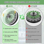Yzert Solar Fountain for Bird Bath Direct Sunlight High Efficiency 3.5W Glass Panel Solar Water Fountain Outdoor Garden Flower (White)
