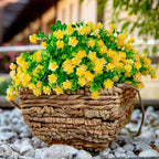 Artificial Flowers Outdoor Fake Plants - 12 Bundles UV Resistant No Fade Faux Plastic Greenery Boxwood Shrubs Home Garden Porch Patio Decoration (Yellow)
