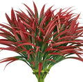 Ouddy Decor 20 Pcs Fake Outdoor Plants Artificial Grass Greenery Stems Faux Plastic Plants UV Resistant for Spring Summer Indoor Outside Garden Hanging Planter Porch Patio Window Box Home Decor, Red ﻿