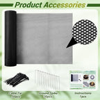 Cuttable Plant Pot Grid Set, 15.7" W x 236" L Indoor Plant Protector from Cats, Pot Soil Cover Protector from Animals with Stakes & Zip Ties for Garden Balcony, Fits Different Pot Sizes(Black)