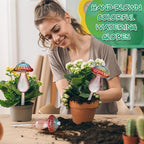 Plant Watering Globes Mushroom, Rainbow Gradient Color Plant Watering Devices, Self Watering Planter Insert, Self Watering Globes - Watering Bulbs for Indoor Plants for Travel Vacation (2 PCS)