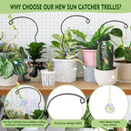 Plant Trellis for Potted Plants with Colorful Crystal Suncatcher, 17.5 Inch Metal Plant Stakes for Indoor Plant Accessories Indoor for Home Garden,Plant Lover Gift (Black)