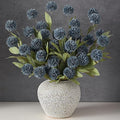 VIERENA 6 Pcs Faux Silk Pompon Mum Artificial Flowers for Vase -27", Bulk Fake Chrysanth Branches with Stems for DIY Bouquet Centerpieces Wedding Fillers Arrangements Shower Decorations (Dark Blue)