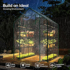 Bstrip Walk In Greenhouse, Indoor Greenhouse with Grow Lights, Mini Indoor Greenhouse with Roll-Up Zipper Entry Door and PVC Cover, Dimmable 2FT 120W Plant Light with Timer (56.3"W X 56.3"L X 76.8"H )