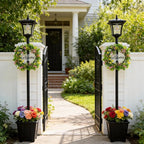 59" Solar Lamp Post with Planter 2-in-1, Solar Post Lights Outdoor Waterproof, Dusk to dawn Warm Yellow Lights, Outdoor Planter for Real or Fake Flowers, Solar Lights for Lawn, Patio, Front/Back Door