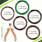 Mudder 5 Roll Aluminum Bonsai Training Wire Tree 160 Feet Total with Bonsai Wire Cutter Anodized Training for Holding Branches Small Trunks(1/1.5/2.0mm,Colorful)