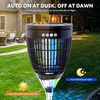 Solar Bug Zapper Outdoor, 4200V 3-in-1 Mosquito Zapper with Flame Light & RGB Projector, Solar Powered & USB Rechargeable, Smart Auto Mode, IP65 Waterproof Mosquito Killer for Yard Garden 2000 Sq Ft